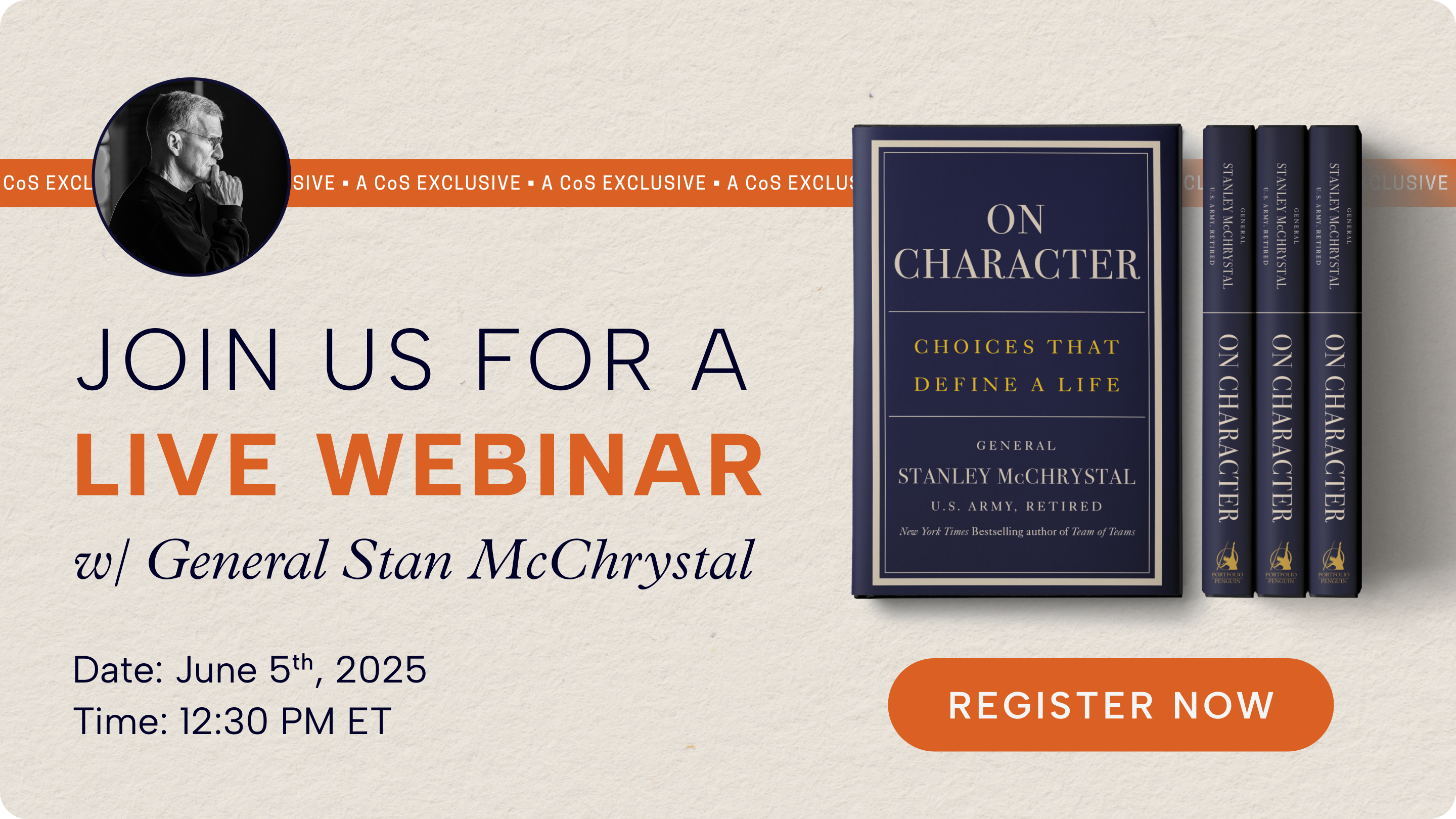 On Character Webinar with Stan McChrystal June 5 at 12:30 p.m.